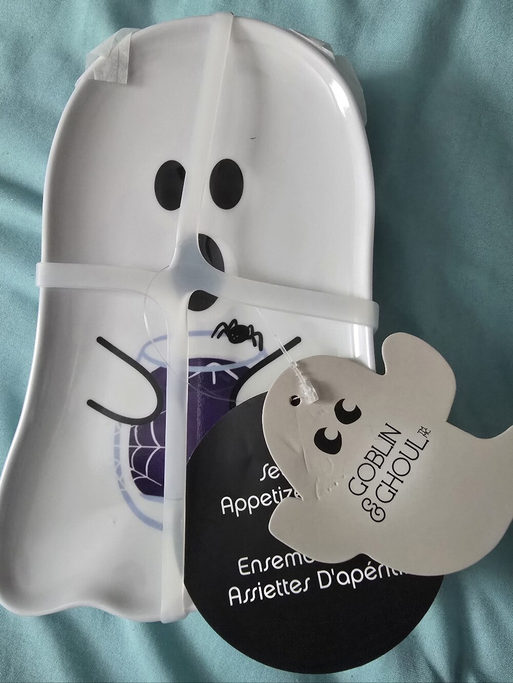 White Ghost Appetizer Plates - Halloween Party Set Of 6